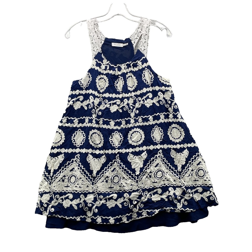 Blu Pepper Babydoll Mini Dress Tunic Women's Small Boho Beach Summer Coastal Y2k